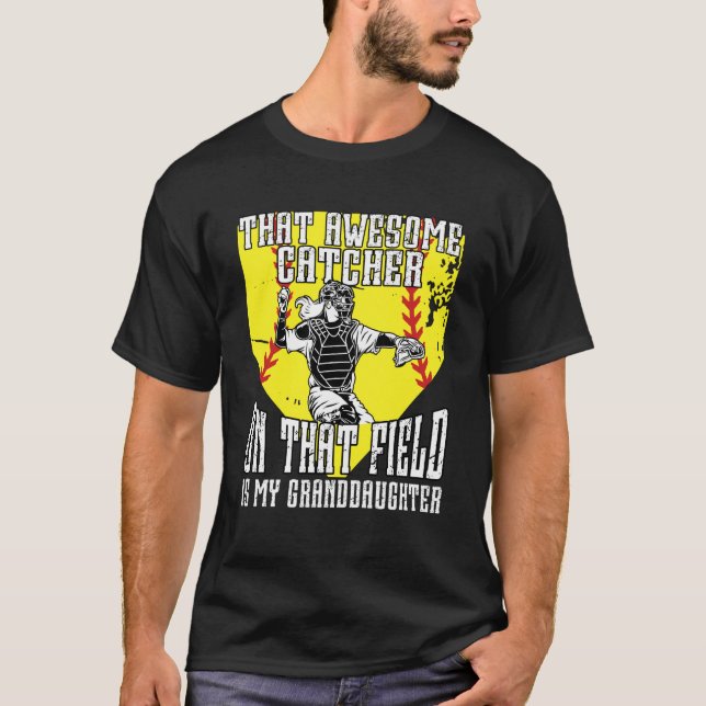 T-shirt Papi receveur de softball fier Papi receveur de so (Devant)