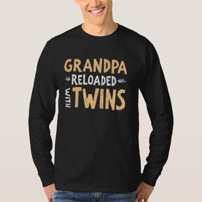 T-shirt Papi rechargé avec des jumeaux Papi (Devant)