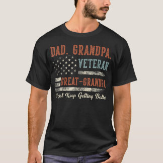 T-shirt Papi Vétéran Arrière Grand-Père Drapeau Usa Papa