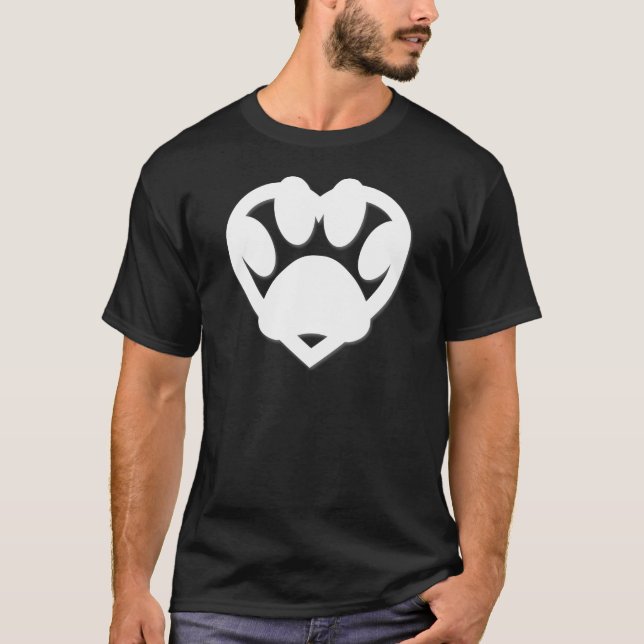 T-shirt Papier Coupe Chien Paw Et Forme Coeur (Devant)