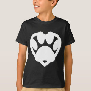 T-shirt Papier Coupe Chien Paw Et Forme Coeur