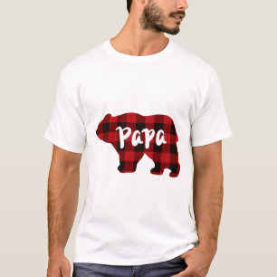 T-shirt Papier Papa classique Ours rouge et noir