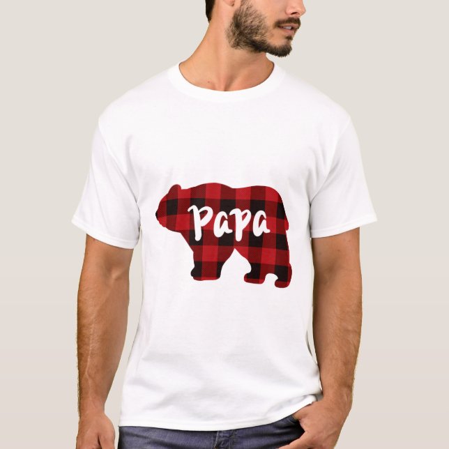 T-shirt Papier Papa classique Ours rouge et noir (Devant)