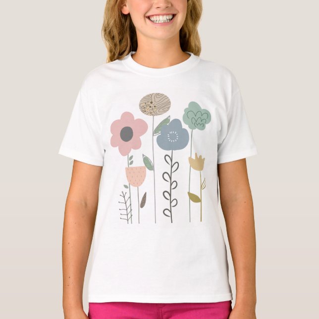 T-shirt Papier peint Abstrait floral Boho (Devant)