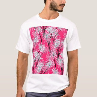 T-shirt Papier peint floral asiatique rétro.
