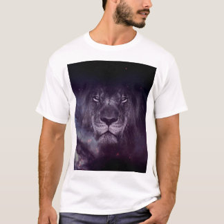 T-shirt Papier peint Galaxy Lion Face Art