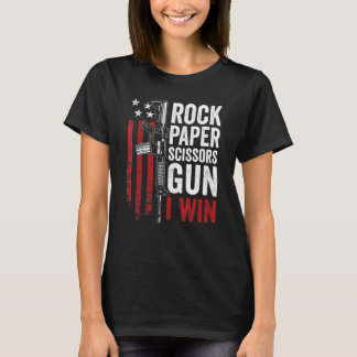 T-shirt Papier Rock Ciseaux Gun 2a Pro Gun Papa plaisanter