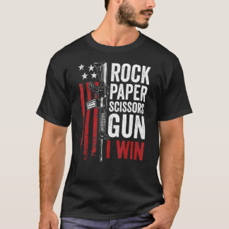T-shirt Papier Rock Ciseaux Gun 2a Pro Gun Papa plaisanter