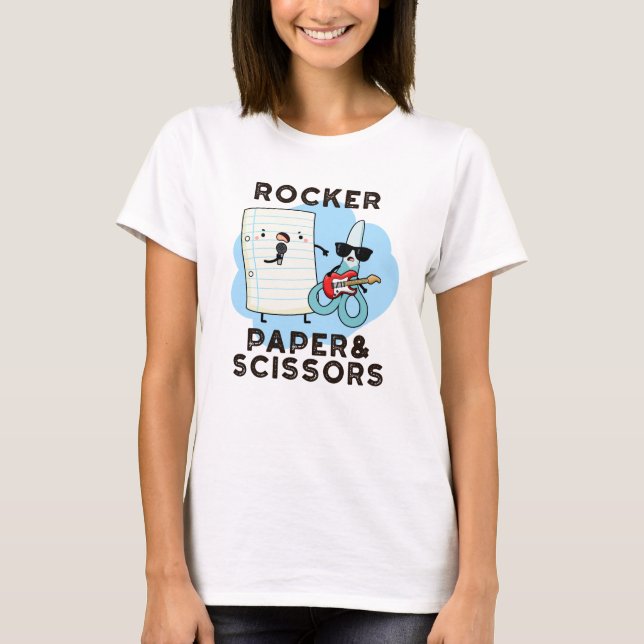T-shirt Papier Rocker Et Ciseaux Drôle Jeu Pun (Devant)