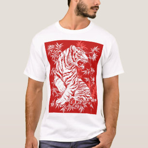 T-shirt Papier Tiger chinois imprimé sur Arrière - plan ro