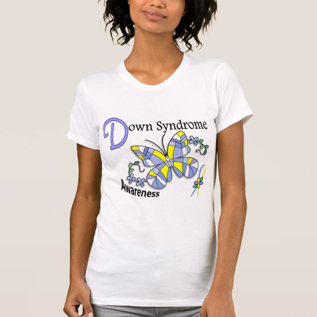 T-shirt Papillon 2 syndrome de Down en verre souillé (Devant)