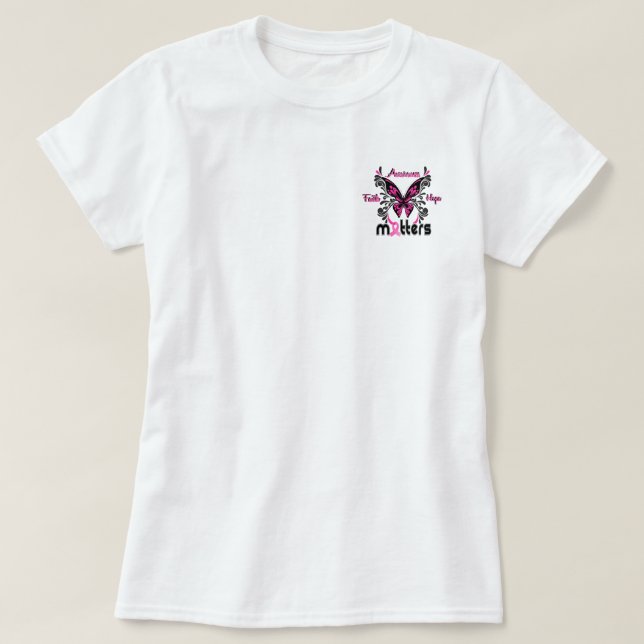 T-shirt Papillon 7 de cancer du sein (Design devant)