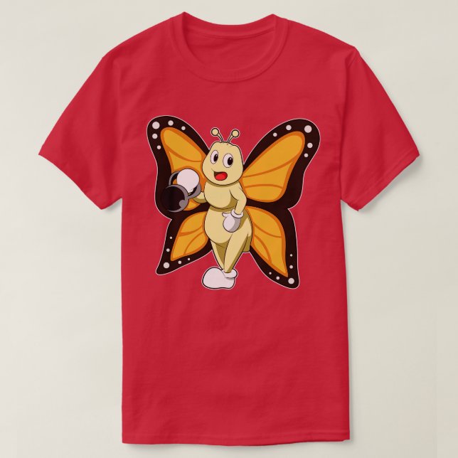 T-shirt Papillon à Bodybuilding avec Dumbbell (Design devant)