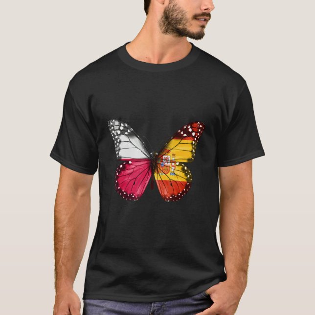T-shirt Papillon à drapeau espagnol polonais (Devant)