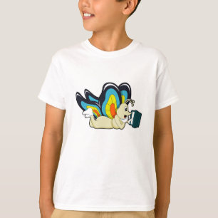 T-shirt Papillon à la lecture avec livre
