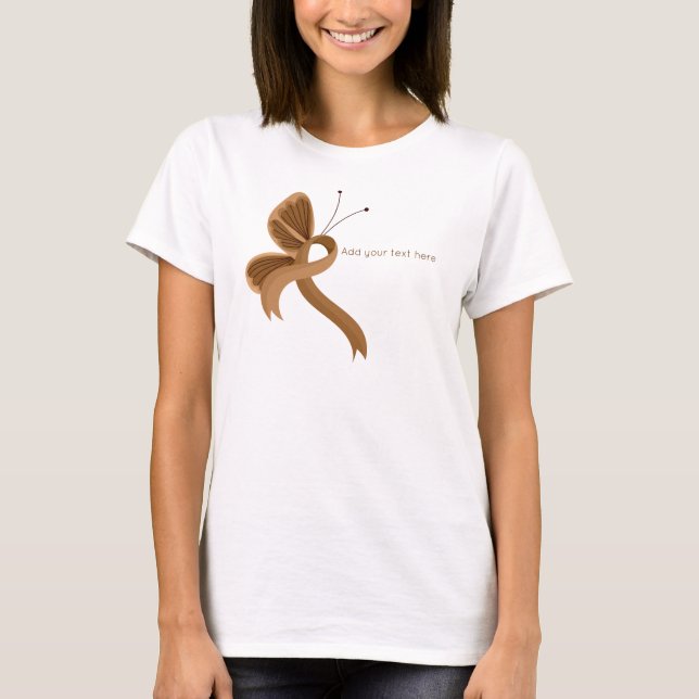 T-shirt papillon à ruban de sensibilisation Brown (Devant)
