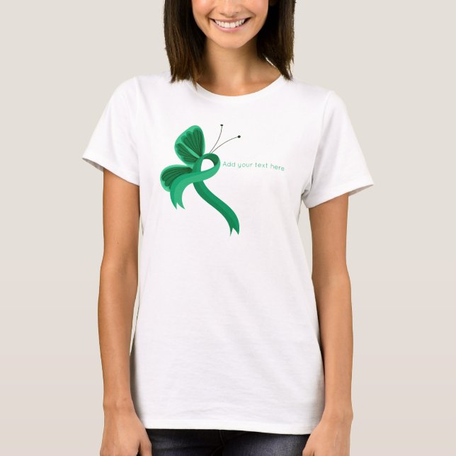 T-shirt papillon à ruban de sensibilisation Jade (Devant)