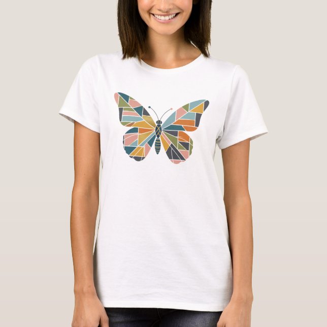 T-shirt Papillon Abstrait Moderne - Design Patchwork Propr (Devant)