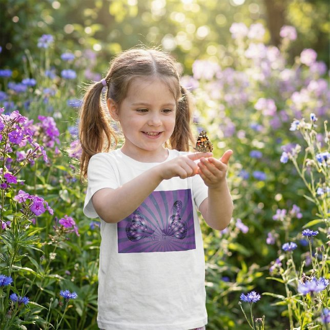 T-shirt Papillon Abstrait pourpre avec ailes rayonnantes (Créateur téléchargé)