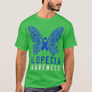 T-shirt Papillon Alopecia Sensibilisation Bleu AA Ribbon S