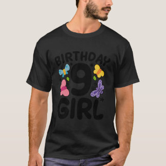 T-shirt Papillon Anniversaire Fille 9 Ans Mignonne 9E Anni