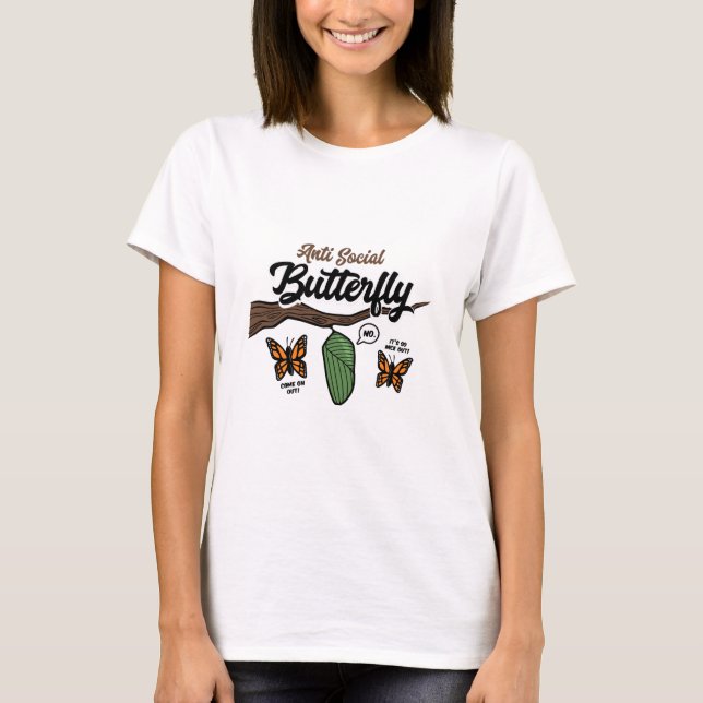 T-shirt Papillon anti social (Devant)