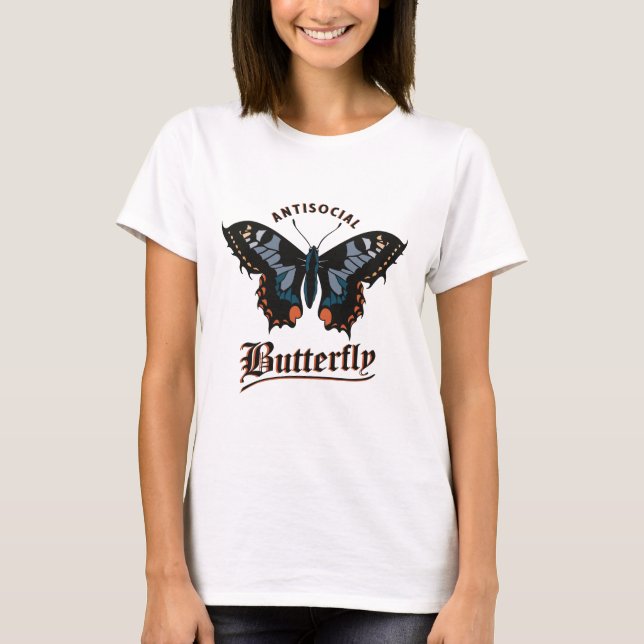 T-shirt papillon antisocial (Devant)