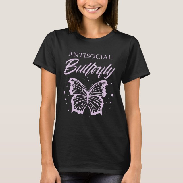 T-shirt Papillon antisocial introverti (Devant)