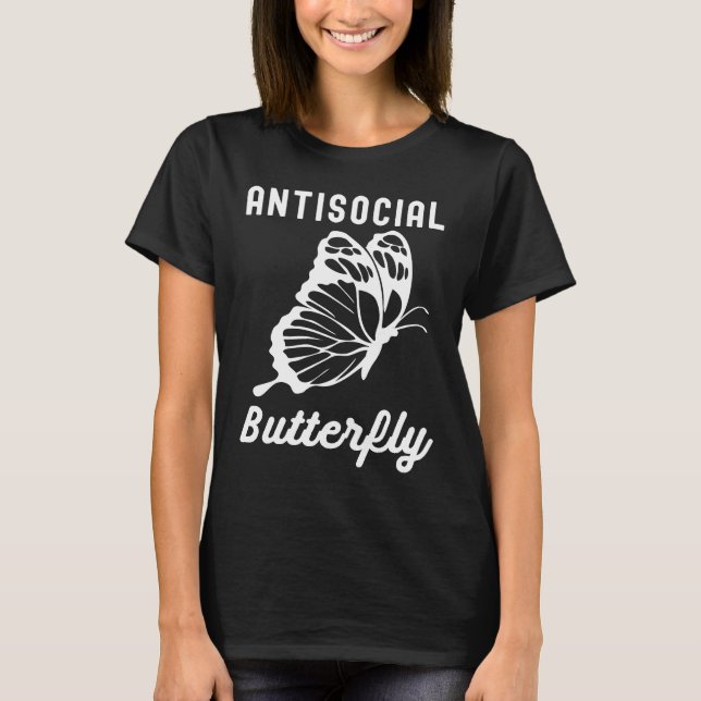 T-shirt Papillon antisocial pour introspection (Devant)