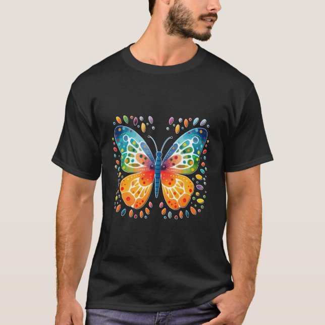T-shirt Papillon aquarelle coloré (Devant)