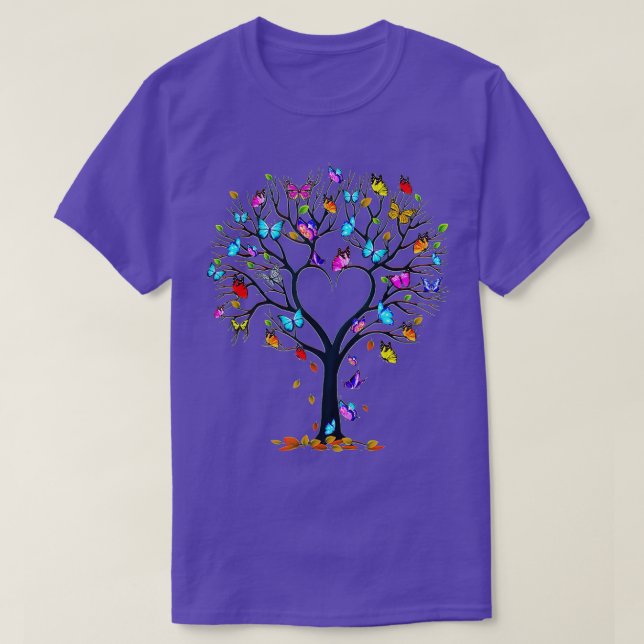 T-shirt Papillon Arbre Beau Papillon Coeur (Design devant)