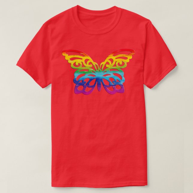 T-shirt papillon arc-en-ciel (Design devant)