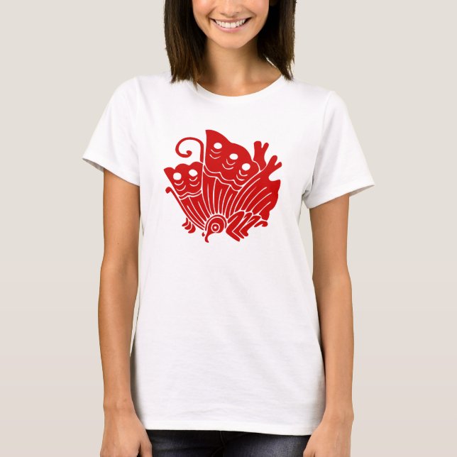 T-shirt Papillon asiatique Japonais Conception Kamon (Devant)