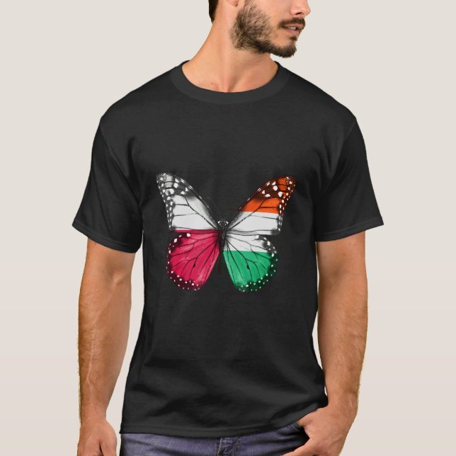 T-shirt Papillon au drapeau polono-hongrois (Devant)