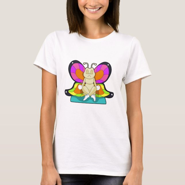 T-shirt Papillon au Yoga en jambe (Devant)
