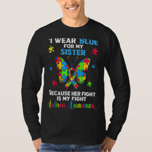 T-shirt Papillon Autiste Je Porte Du Bleu Pour Ma Poitrine
