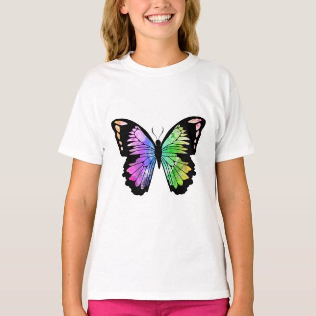 T-shirt Papillon aux couleurs arc-en-ciel (Devant)