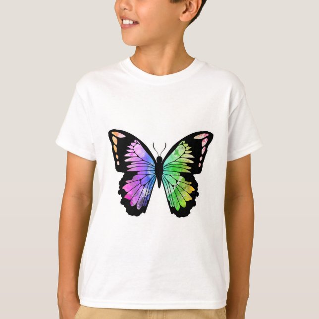 T-shirt Papillon aux couleurs arc-en-ciel (Devant)