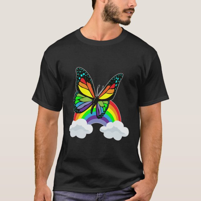 T-shirt Papillon avec arc-en-ciel (Devant)