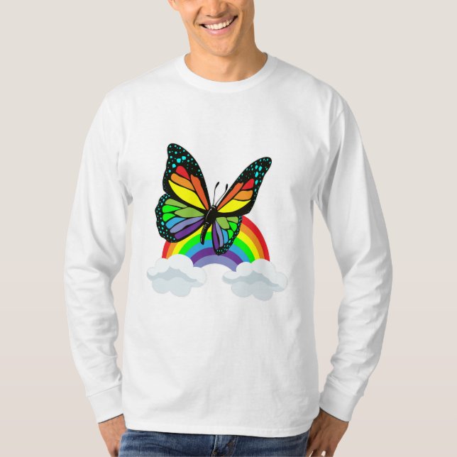 T-shirt Papillon avec arc-en-ciel (Devant)