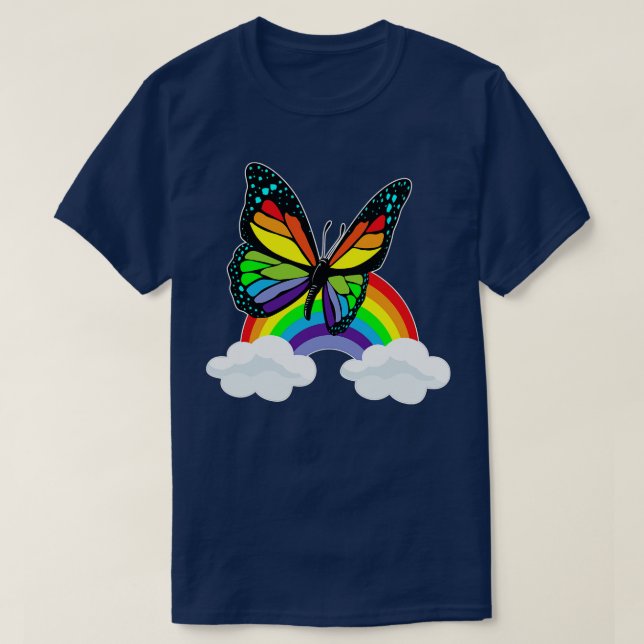 T-shirt Papillon avec arc-en-ciel (Design devant)