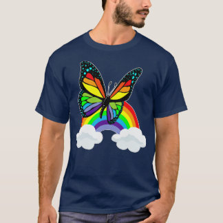 T-shirt Papillon avec arc-en-ciel