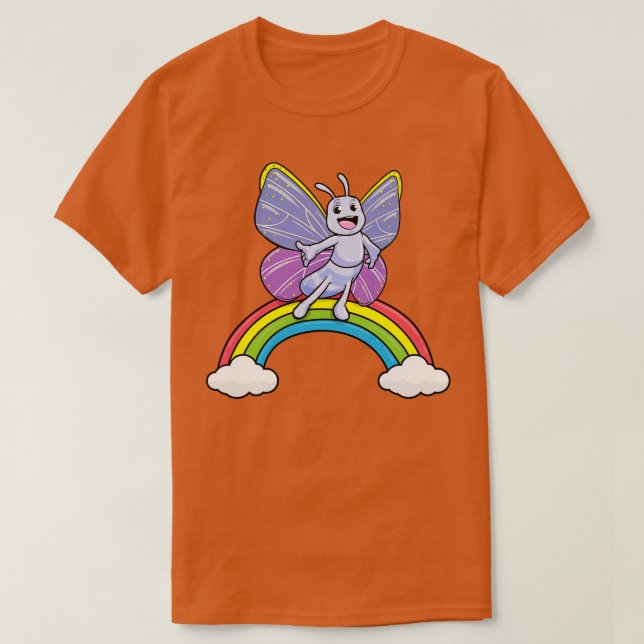 T-shirt Papillon avec arc-en-ciel et nuages (Design devant)