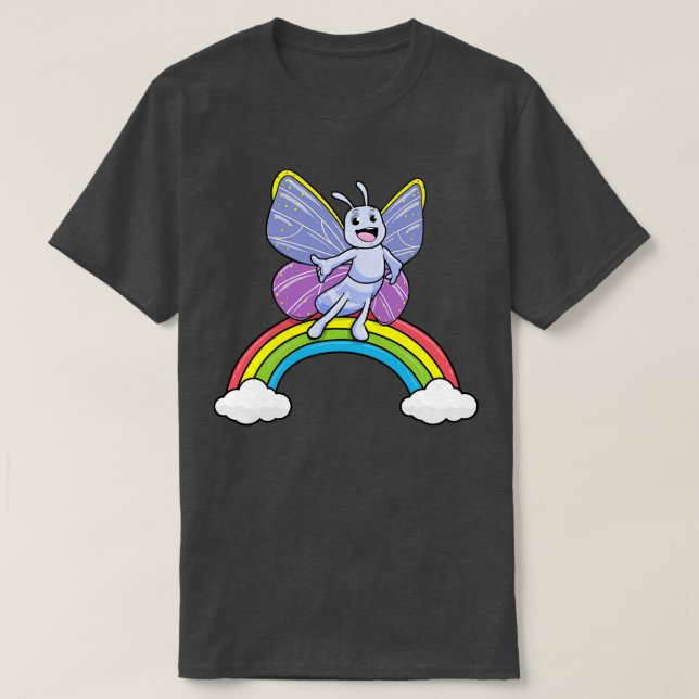 T-shirt Papillon avec arc-en-ciel et nuages (Design devant)