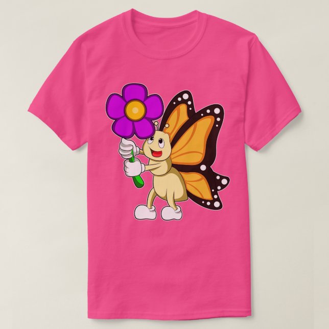 T-shirt Papillon avec Fleur 3 (Design devant)