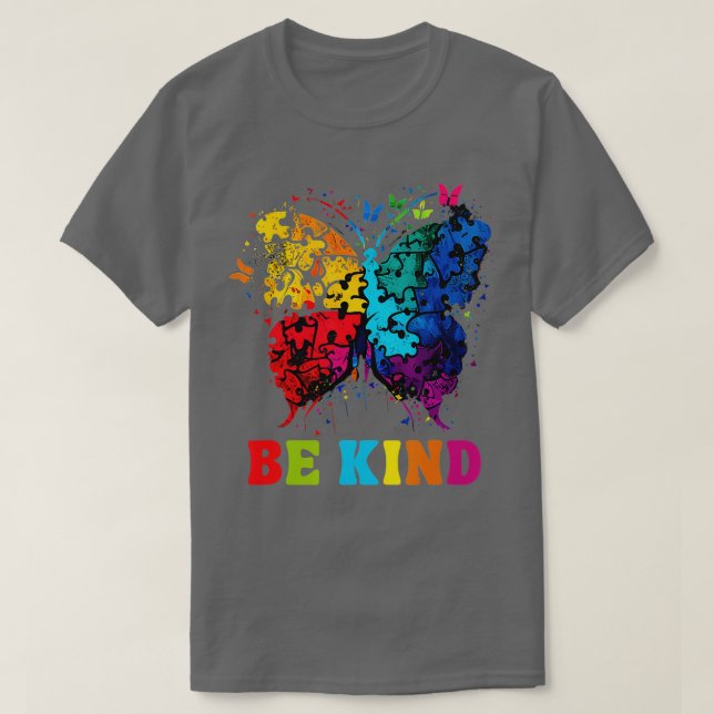 T-shirt Papillon Be Kind Sensibilisation sur l'autisme Moi (Design devant)