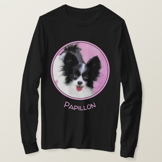 T-shirt Papillon (blanc et noir) Peinture - Chien Art (Design devant)