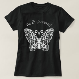 T-shirt Papillon blanc fleuri Message d'inspiration 
