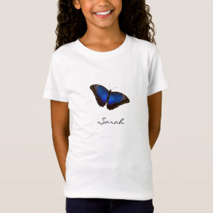 T-Shirt Papillon bleu avec le nom de moniker de script T-s