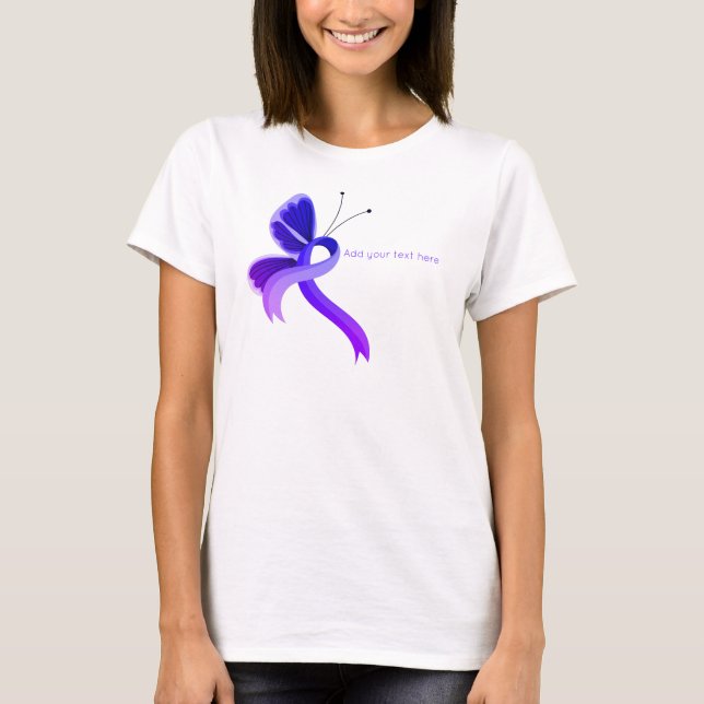 T-shirt papillon bleu et violet de sensibilisation (Devant)